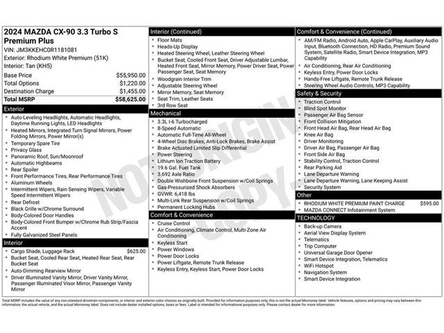 2024 Mazda Mazda CX-90 3.3 Turbo S Premium Plus