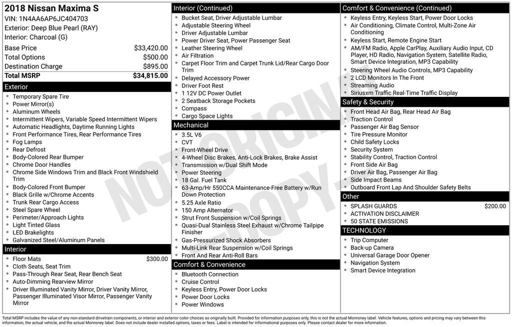 2018 Nissan Maxima 3.5 S