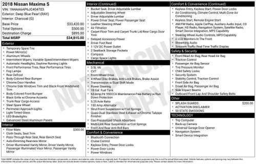 2018 Nissan Maxima 3.5 S