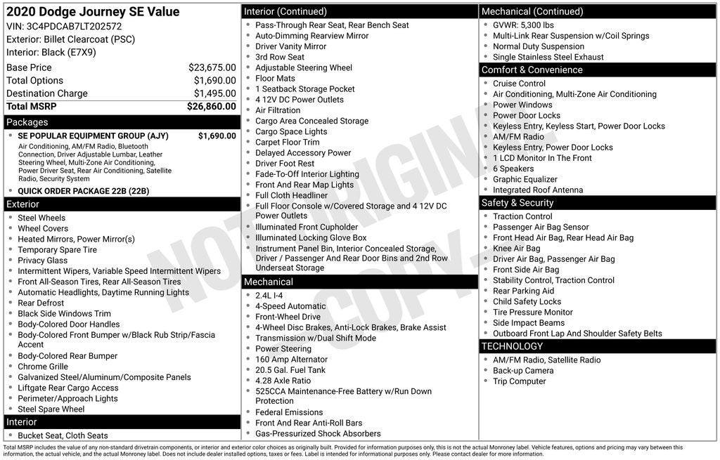 2020 Dodge Journey SE