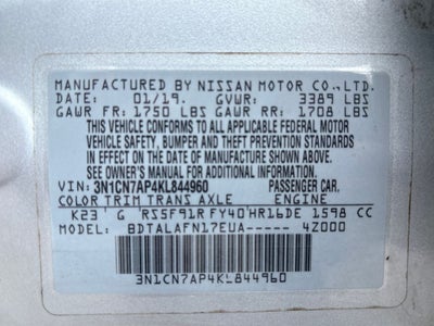 2019 Nissan Versa 1.6 S