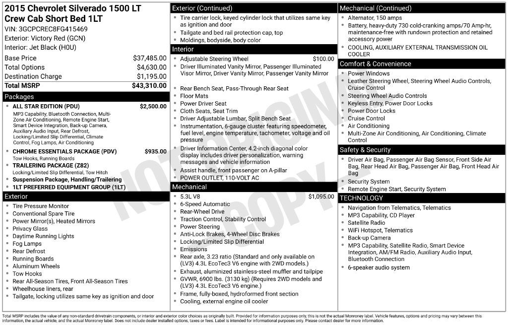 2015 Chevrolet Silverado 1500 LT LT1