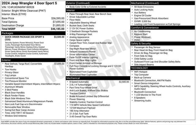 2024 Jeep Wrangler 4-Door Sport S 4x4