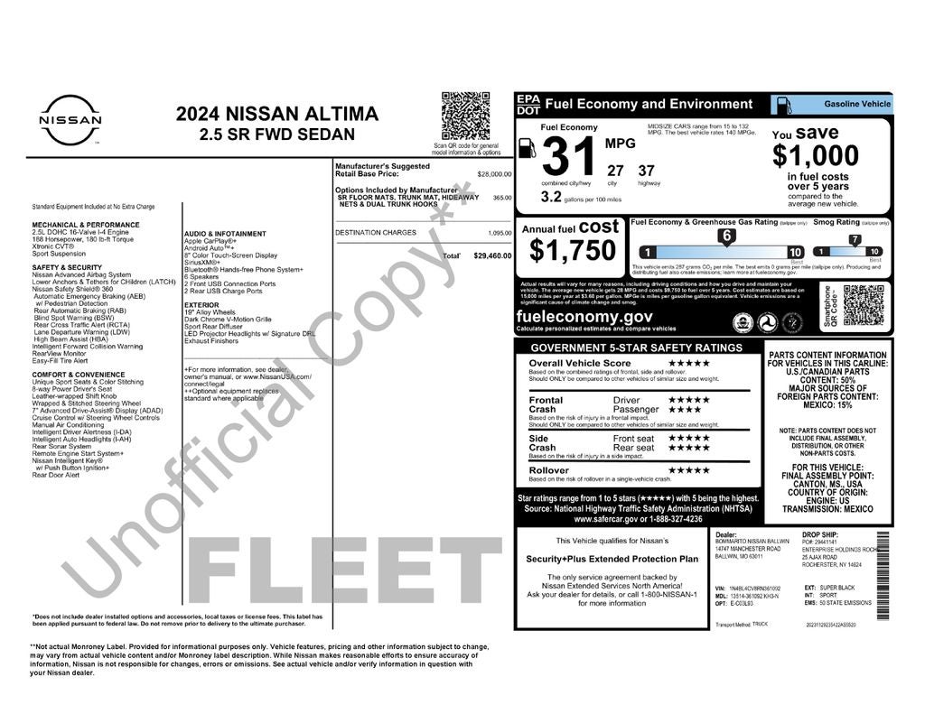 2024 Nissan Altima SR FWD