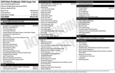 2023 RAM ProMaster 2500 Cargo Van High Roof 159' WB