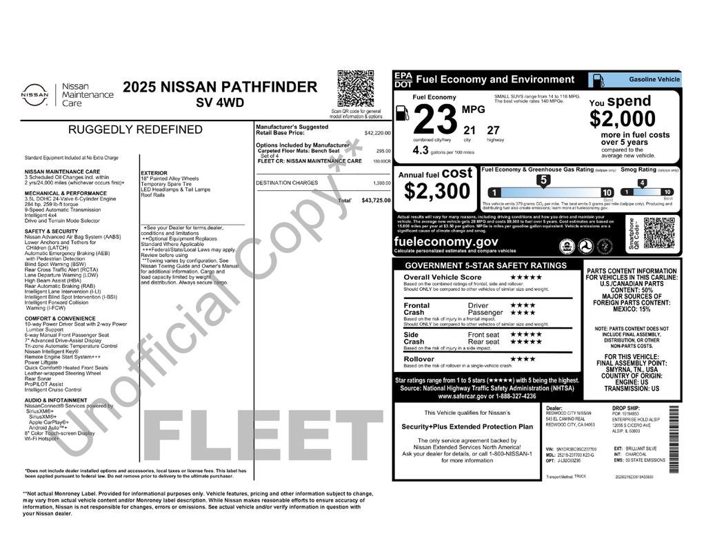 2025 Nissan Pathfinder SV 4WD