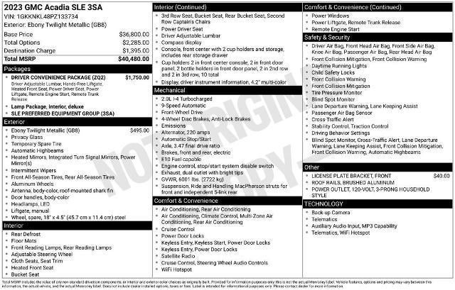 2023 GMC Acadia SLE