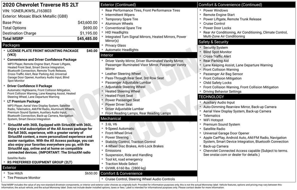 2020 Chevrolet Traverse Base