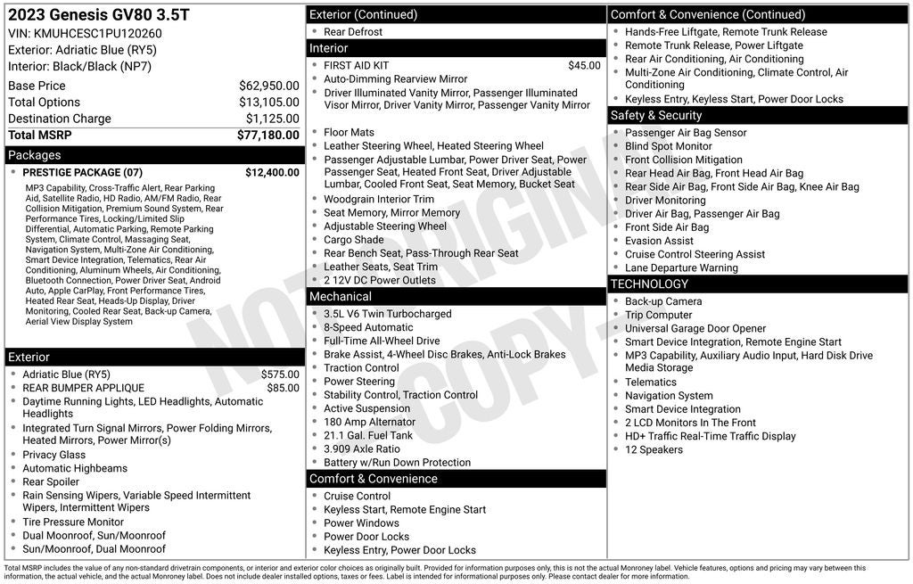 2023 Genesis GV80 3.5T