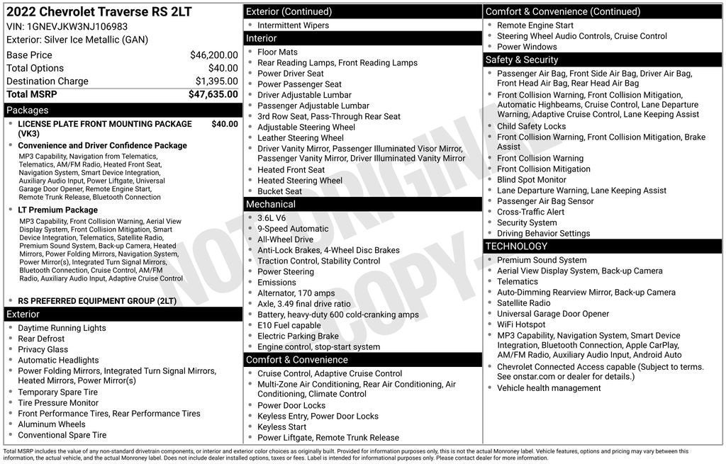 2022 Chevrolet Traverse RS