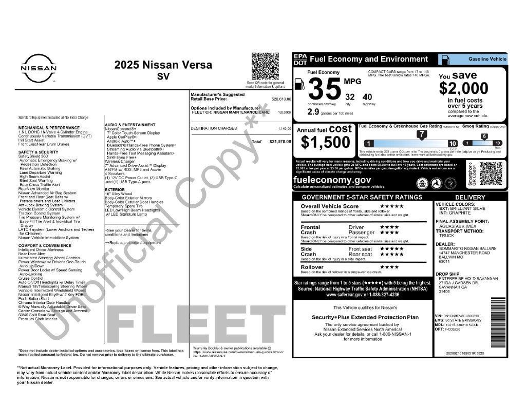 2025 Nissan Versa SV